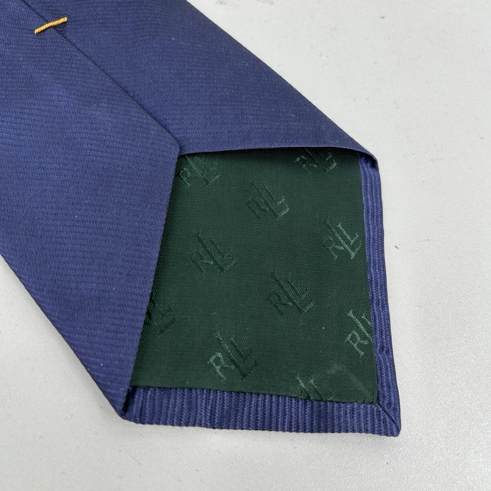 Lauren Ralph Lauren 100% Silk Blue Necktie Made in USA Hand Finished Classic